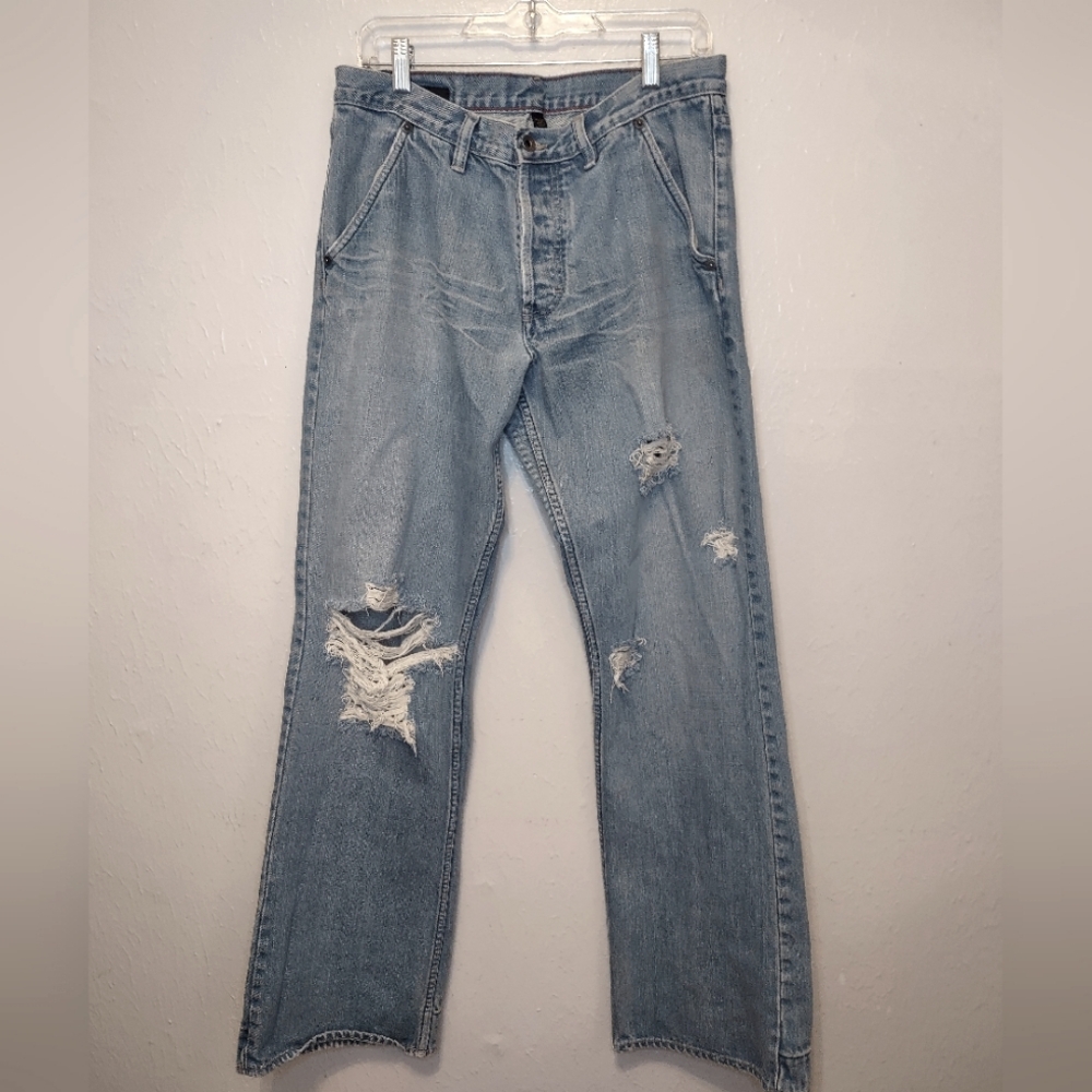 Vintage Banana Republic Jeans Mens 33/34 Distressed Torn Buttonfly Jeans Denim